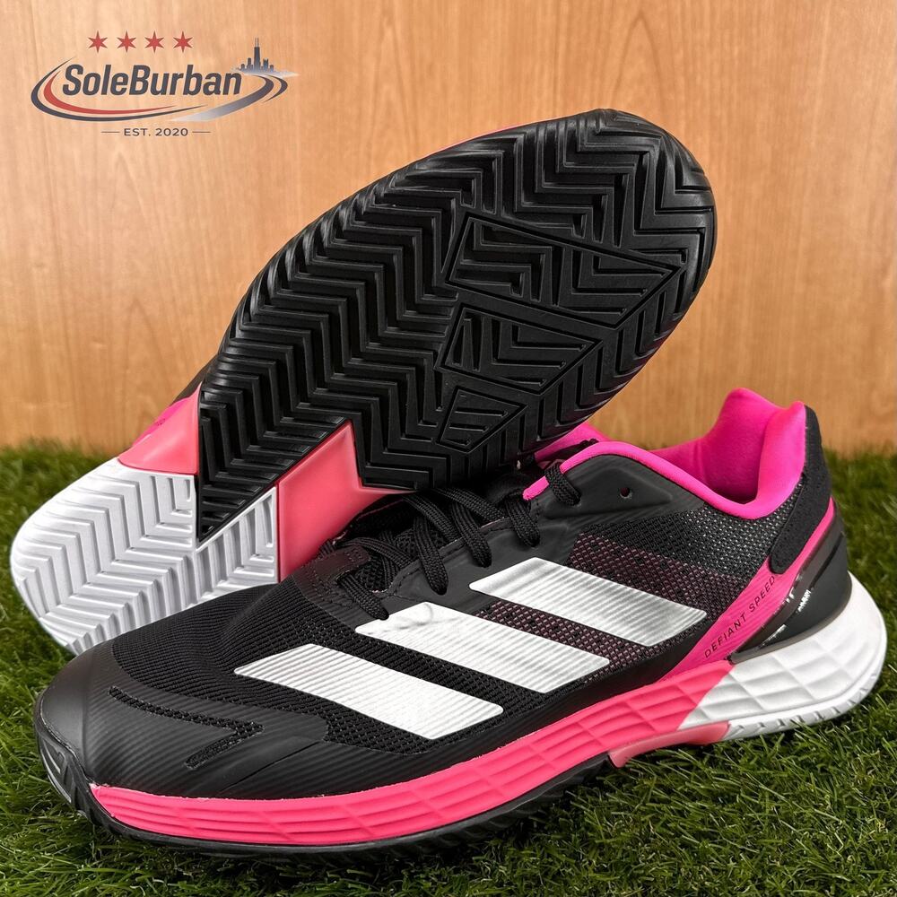 adidas Defiant Speed 2 Black Pink Tennis Shoes JH5139 Men's Size 9.5
